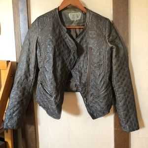 ZARA TRAFALUC BROWN VEGAN LEATHER MOTO JACKET